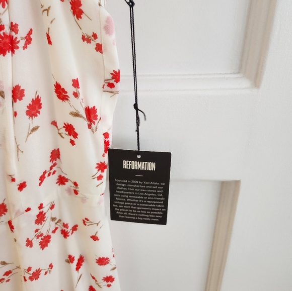 New Reformation Parrot Mini Dress in Floral Telegraph Print - Picture 8 of 14